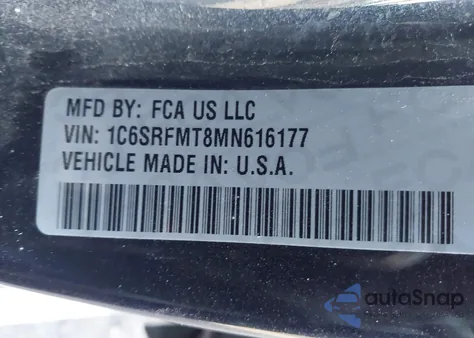 2021 Ram 1500 Big Horn 4X4 6'4 Box из США, поврежденный, VIN 1C6SRFMT8MN616177